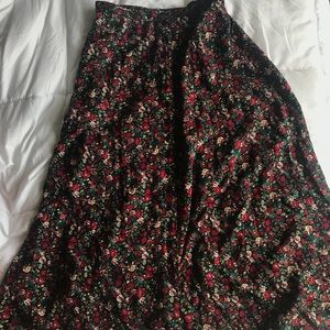 Vintage ankle length floral button down skirt